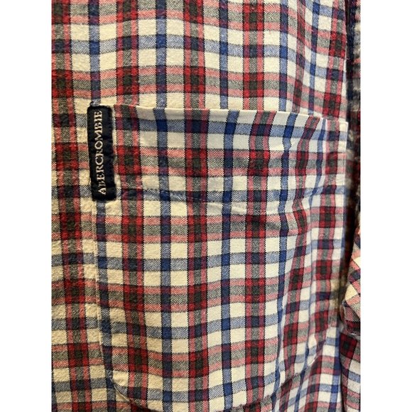 Abercrombie Fitch Shirt Mens Large Red Plaid Muscle Fit Button Down Long Sleeve - Picture 5 of 6
